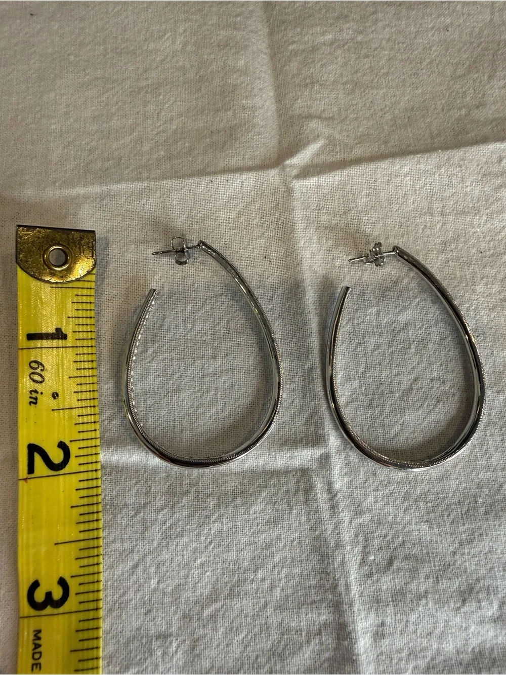 Nordstrom Silver-Tone Cubic Zirconia Bar Hoop Earrings
